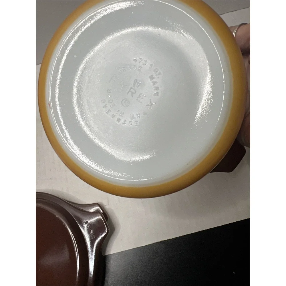3 Vintage Pyrex Old Orchard 1qt Casserole Dishes 473 with 2 Brown Lids